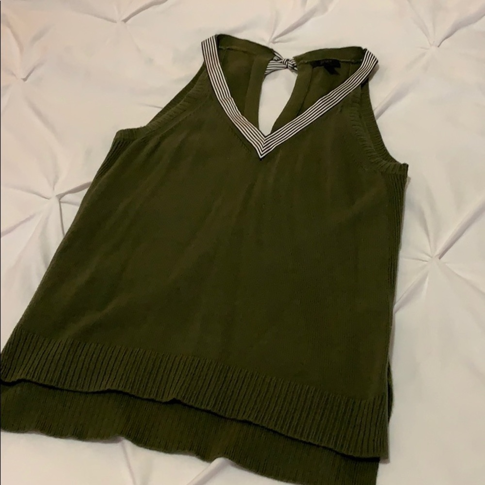 J Crew sweater tank with ribbon tie